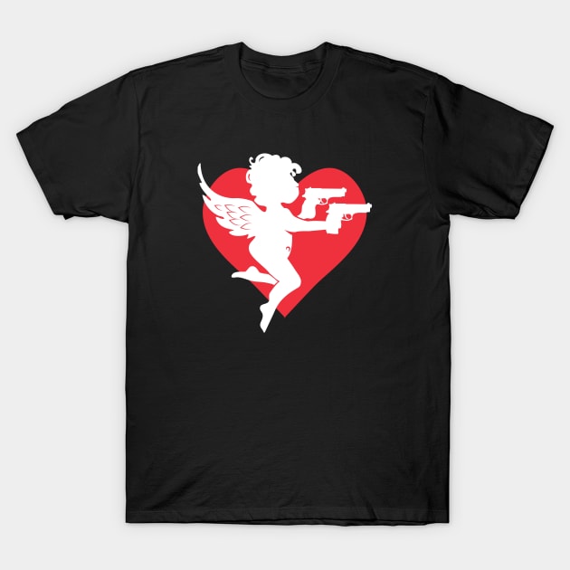 Valentine Cupid Pistols Valentine's Day Gift T-Shirt by atomguy